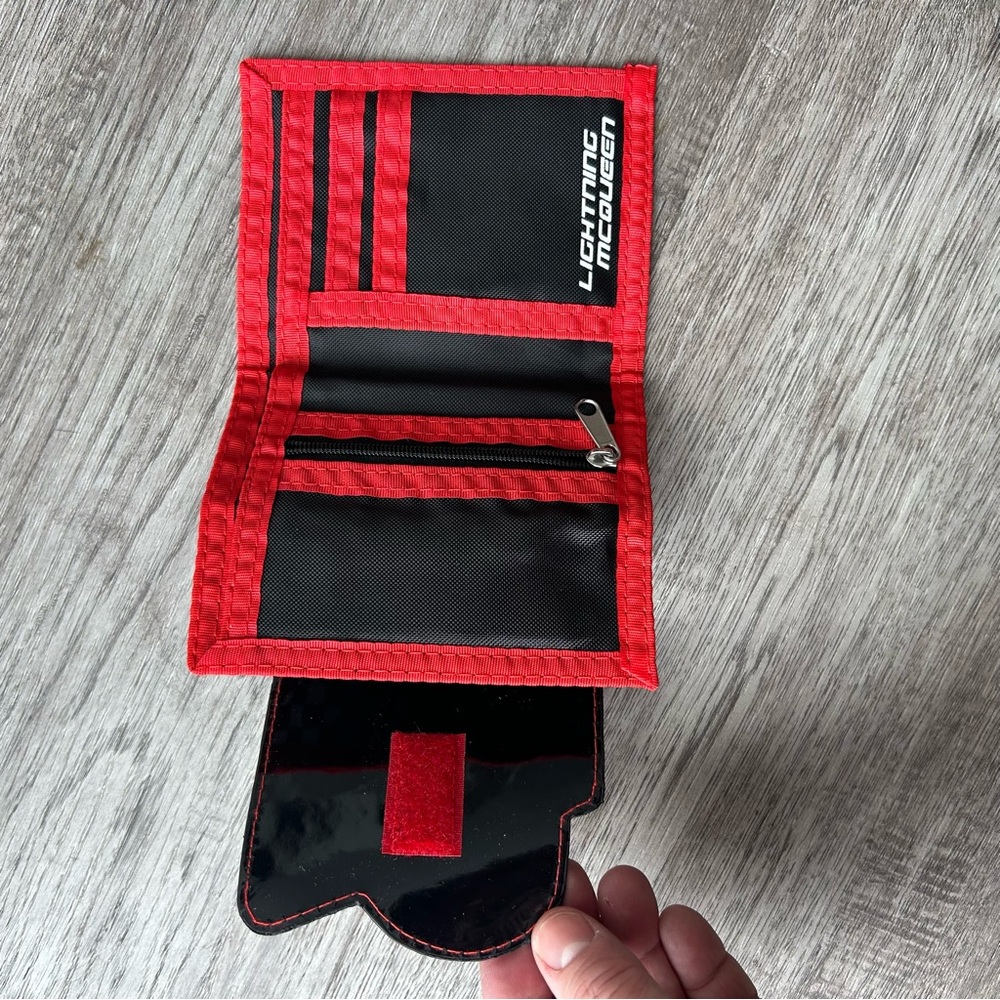 Lightening McQueen kids nylon tri fold wallet with Velcro closure and coin pouch - Picture 2 of 3